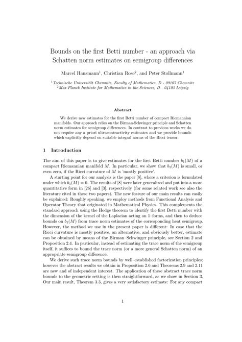 first betti number|Bounds on the First Betti Number: An Approach via Schatten .